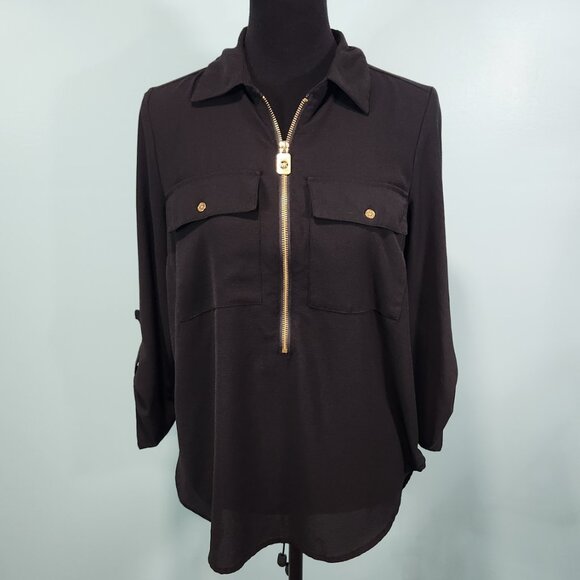MICHAEL Michael Kors Black Zippered Blouse Size Small - Picture 1 of 7
